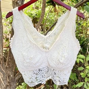 Aerie lace bralette padded comfy floral dainty bra-top white womens XL